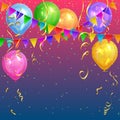 Festive design. Colorful bright confetti and realistic air balloons Royalty Free Stock Photo