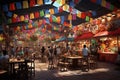 Festive Dia de Las Velitas market scene with