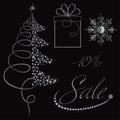 Festive diamonds Christmas items collection for Christmas sale banners Royalty Free Stock Photo