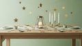 Festive Dining Table with Star Decorations Royalty Free Stock Photo
