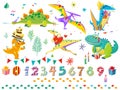 Festive dinosaurs for kids party, celebration, Birthday