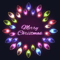 Festive double round frame of colorful garlands, sequins Royalty Free Stock Photo