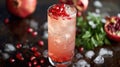 Festive drinks, pomegranate cocktail. Mint mocktail with pomegranate Royalty Free Stock Photo