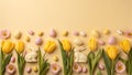 A festive Easter arrangement with yellow tulips Royalty Free Stock Photo