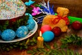 Traditional Easter Paschal wicker basket Royalty Free Stock Photo