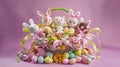 A festive Easter basket filled with an assortment of chocolate eggs Royalty Free Stock Photo