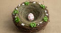 Festive Easter Egg in Decorative Nest Royalty Free Stock Photo