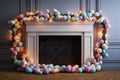 Festive Easter egg garland strung across a