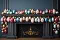 Festive Easter egg garland strung across a