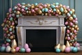 Festive Easter egg garland strung across a