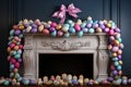 Festive Easter egg garland strung across a