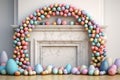 Festive Easter egg garland strung across a