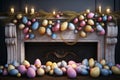 Festive Easter egg garland strung across a