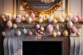 Festive Easter egg garland strung across a