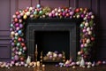 Festive Easter egg garland strung across a