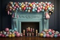 Festive Easter egg garland strung across a