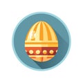 Festive Easter Egg Icon Flat Design with Patterns in Yellow and Orange Royalty Free Stock Photo