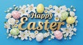 Festive Easter eggs wreath with white lilies Royalty Free Stock Photo
