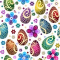 Festive Easter seamless pattern with decorated eggs