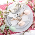 Festive easter table setting, holiday table home decor Royalty Free Stock Photo