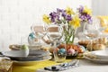 Festive Easter table setting with traditional meal Royalty Free Stock Photo