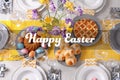 Festive Easter table setting with traditional meal Royalty Free Stock Photo