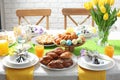 Festive Easter table setting with traditional meal Royalty Free Stock Photo