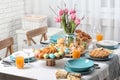 Festive Easter table setting with traditional meal Royalty Free Stock Photo