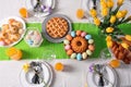 Festive Easter table setting with traditional meal