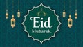 Festive Eid Mubarak greeting adorns traditional Islamic Eid poster