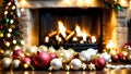 Festive Elegance: Ornate Christmas Ornaments by the Fireside