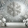 Elegant Silver Christmas Decoration Background, AI Generated Royalty Free Stock Photo