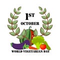 Festive emblem with vegetables on World Vegetarian Day.