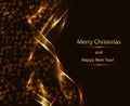 Festive expensive background in the form of abstract golden waves and sparkling stars