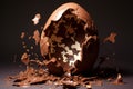 Festive Exploded milk chocolate egg easter. Generate Ai Royalty Free Stock Photo