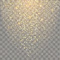 Festive explosion of confetti. Gold glitter background for the card, invitation. Royalty Free Stock Photo