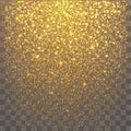 Festive explosion of confetti. Gold glitter background for the card, invitation. Royalty Free Stock Photo