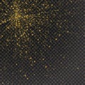 Festive Explosion Of Confetti. Gold Glitter Background For The Card, Invitation. Holiday Decorative Element