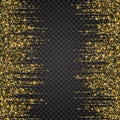 Festive explosion of confetti. Gold glitter background for the card, invitation. Holiday Decorative element Royalty Free Stock Photo
