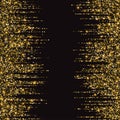 Festive explosion of confetti. Gold glitter background for the card, invitation. Holiday Decorative element