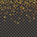 Festive explosion of confetti. Gold glitter background. Golden dots. Vector illustration polka dot .