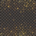 Festive explosion of confetti. Gold glitter background. Golden dots. Vector illustration polka dot .