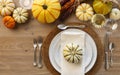 Festive Fall Thanksgiving table setting place setting home decor Royalty Free Stock Photo