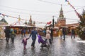 Festive festivities at the Christmas market on red square in Moscow