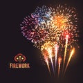 Festive firework black background poster