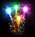 Festive Firework Salute Burst on Black Royalty Free Stock Photo