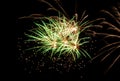 Festive fireworks against the night sky. Colorful and exciting fireworks in the new year and Christmas. Celebrate holidays. The be
