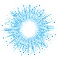 Festive fireworks of blue gradient rays and stars. Effect power explosion illustration. Holiday design element. Vector