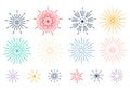 Festive fireworks isolated on white background. Flat style vector illustration