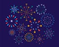 Festive fireworks on a night background. Colorful bright fireworks in the night sky. Celebration fireworks. Background